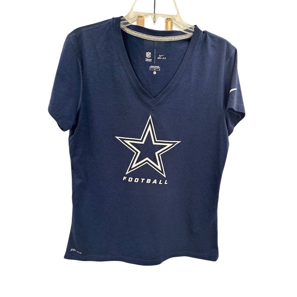 Nike Dallas Cowboys women’s  Blue Dri-FIT‎ V-Neck T-Shirt Size L SI49